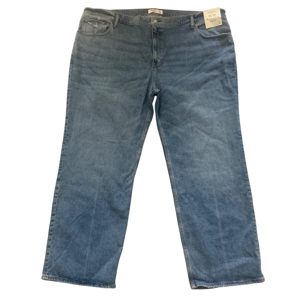 Abercrombie & Fitch The 90s Relaxed Jean High Rise Blue Denim Size 37 24R NEW